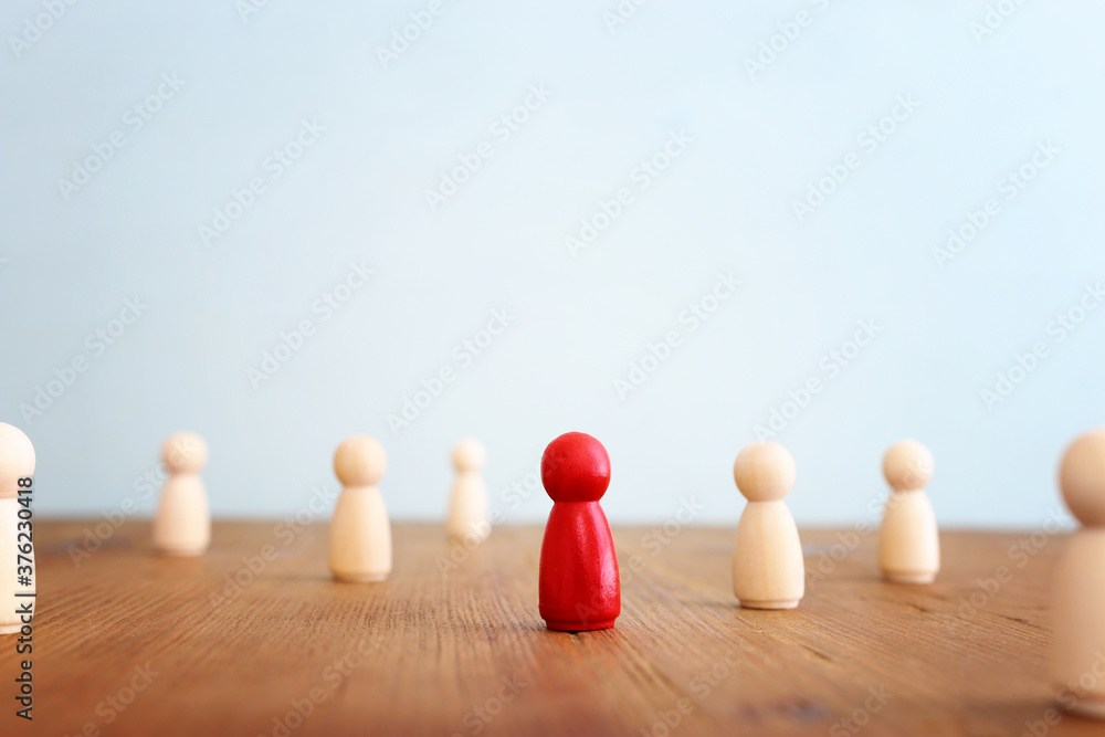 business concept image of people figures over wooden table, human resources and management business concept image of people figures over wooden table, human resources and management
