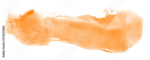 Abstract watercolor background hand-drawn on paper. Volumetric smoke elements. Orange color. For design, web, card, text, decoration, surfaces.