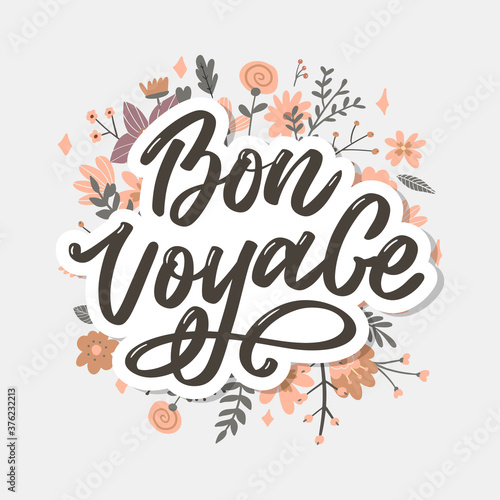 Bon Voyage Hand Lettering Vector Calligraphy Travel