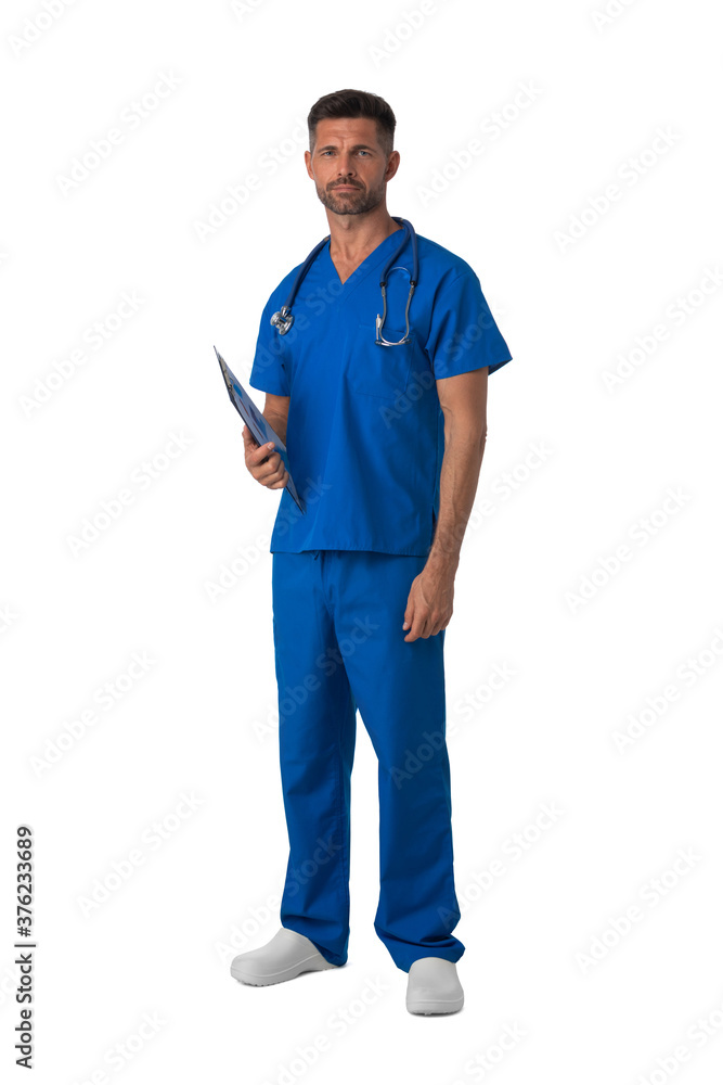 Male nurse in uniform isolated on white Male nurse in uniform isolated on white