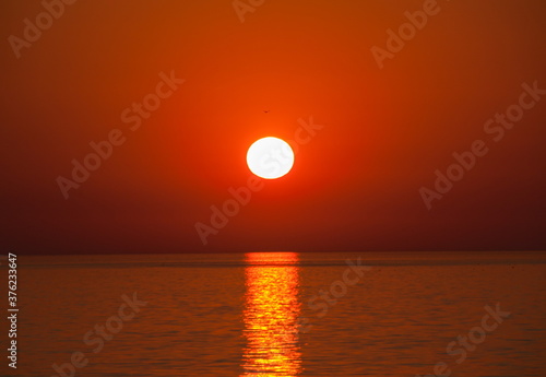 Sunset in the sea. Batumi. Georgia