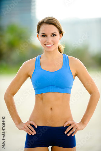 Young Fit Woman in Sports Bra on South MiamiBeach photo