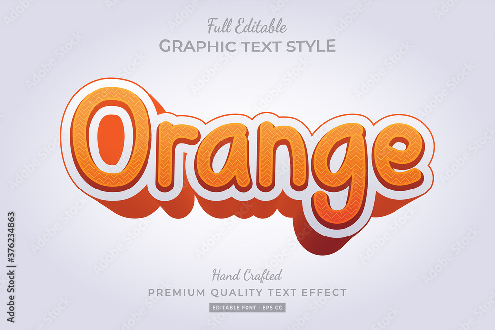 Orange Cartoon 3d Text Style Effect Premium Vector