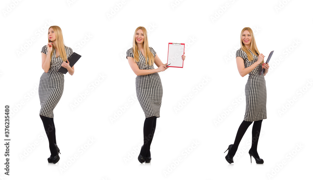 Obraz premium Businesswoman in business concept isolated on white