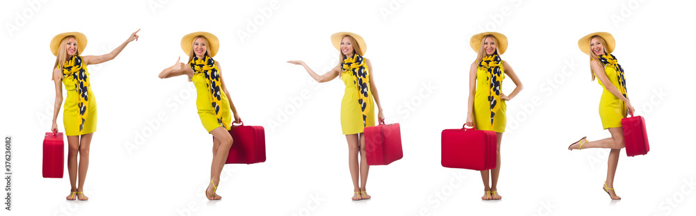 Woman going to summer vacation isolated on white Woman going to summer vacation isolated on white