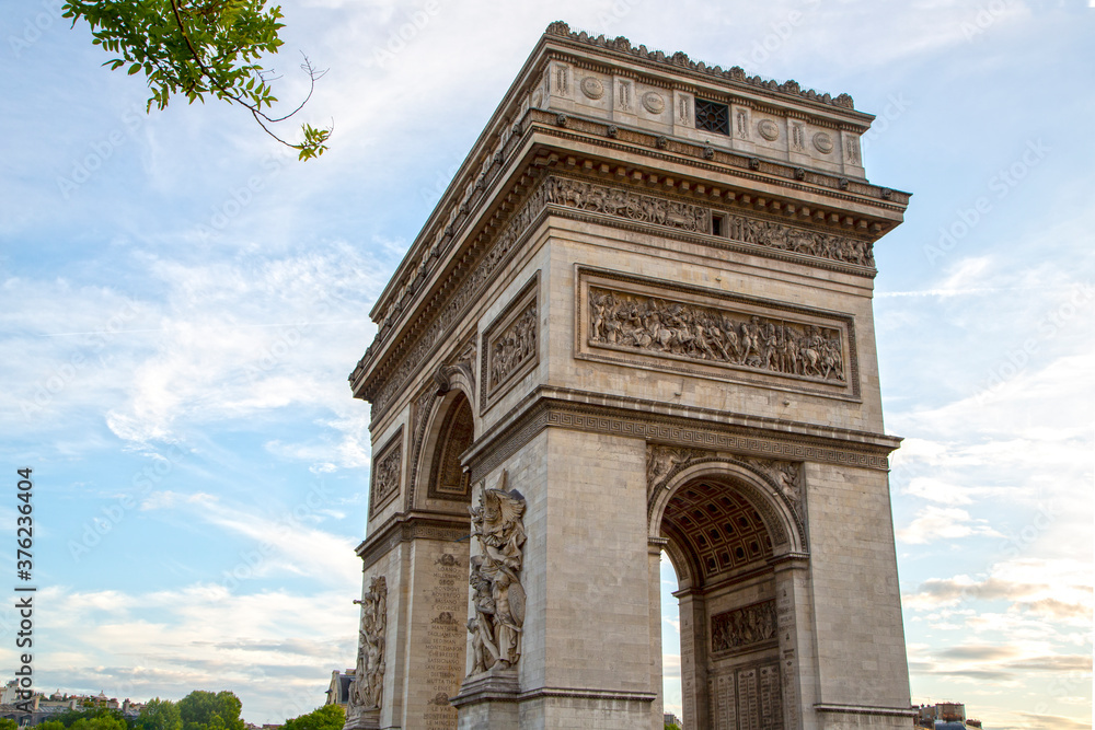 Arc de Triomphe (Triumphal Arch) of Paris, France, at Champs Elysees