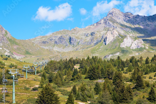 Alpine panorama in summer time in a sunny day