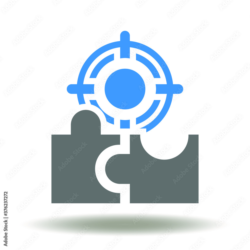 Puzzle pieces with aim icon vector. Merger and Asquisition M&A Business Company Corporate Logo. Puzzle pieces with aim icon vector. Merger and Asquisition M&A Business Company Corporate Logo.