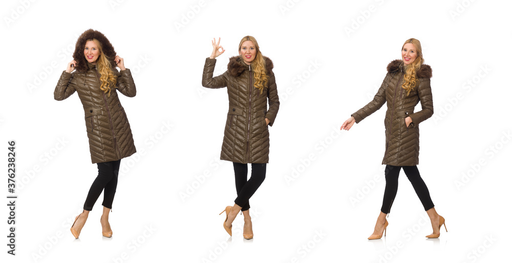 Pretty woman in winter clothing isolated on white Pretty woman in winter clothing isolated on white
