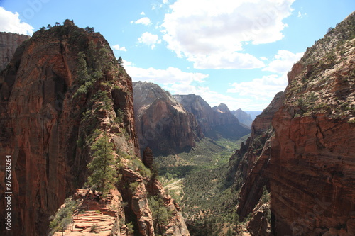 Scenic view of Angels landing with hiking Trail at Zion National Park, Utah, USA