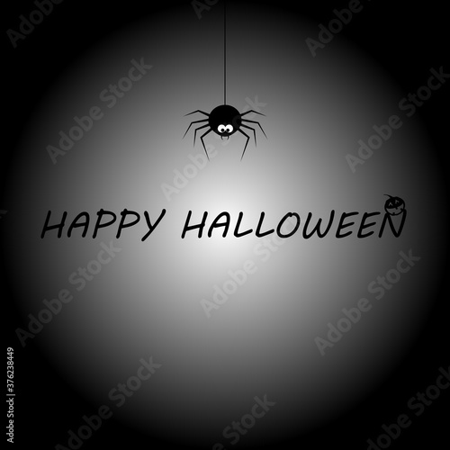 Happy Halloween text banner with web spider.