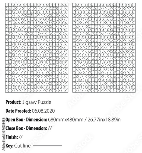 Two types Jigsaw puzzle 1000 pieces template cut - die cut - vector