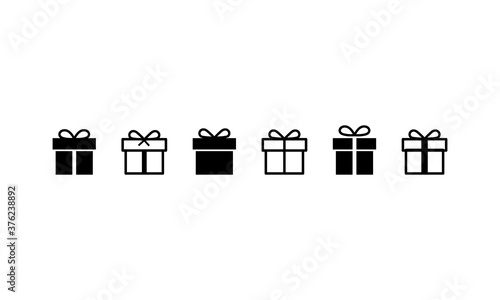 Gift boxes set icon. Surprise presents for birthday. Vector on isolated white background. EPS 10
