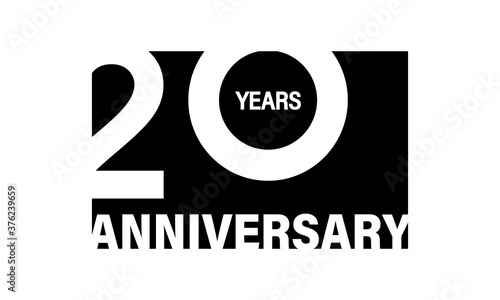 Celebrating happy 20 years anniversary banner. Vector on isolated white background. EPS 10