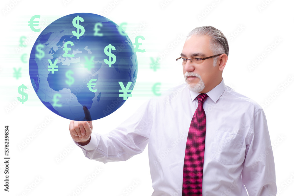 Global money transfer and exchange concept with businessman Global money transfer and exchange concept with businessman