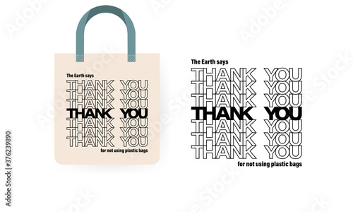 Eco bag icon. Reuse concept. Thanks for not using plastic bag. Vector on isolated white background. EPS 10