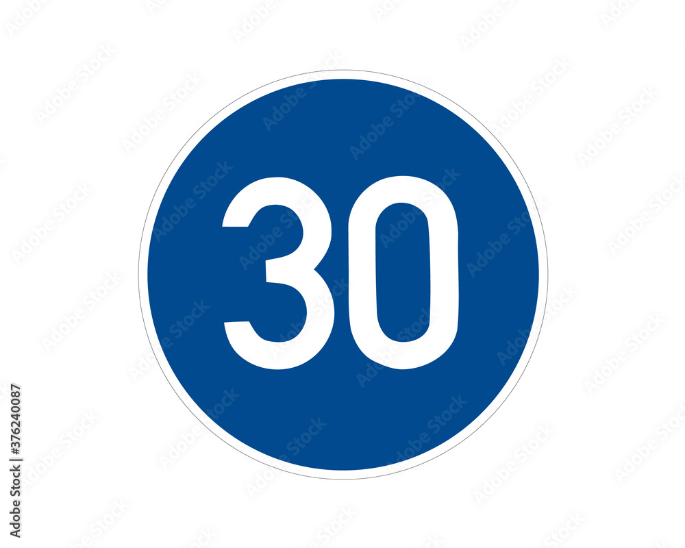 Command road sign. Minimum speed limit. Vector traffic sign. Command road sign. Minimum speed limit. Vector traffic sign.