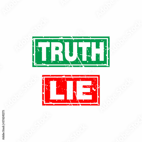 Abstract Grungy Lie and Truth Rubber Stamps Sign Illustration Vector, Lie and Truth Text Seal, Mark, Label Design Template