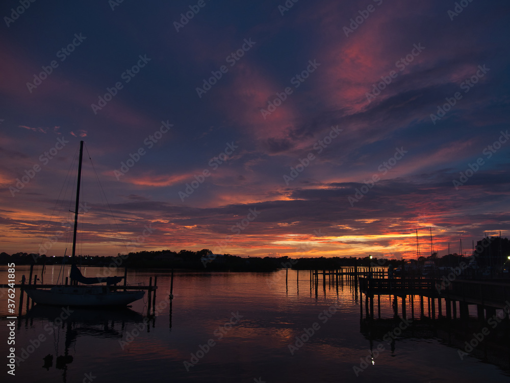 Sunset over the Anclote River in Tarpon Springs Florida
