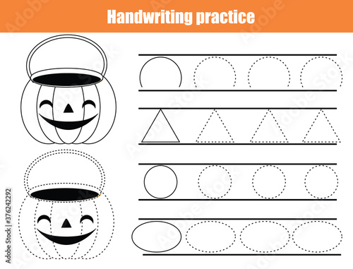 Halloween theme Handwriting practice sheet. early education worksheet for kids and toddlers. Printable Children activity