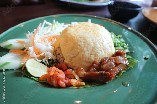 shrimp paste rice, fried rice or stir fried rice with egg photo