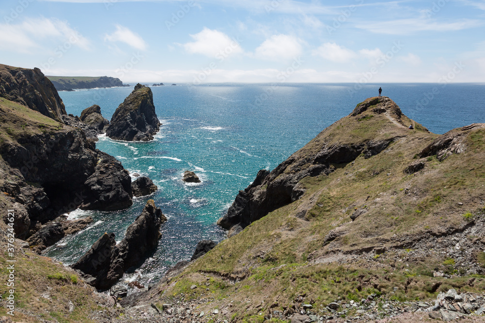Cliff-top view of picturesque Kynance Cove at Cornwall's Lizard peninsula, UK Cliff-top view of picturesque Kynance Cove at Cornwall's Lizard peninsula, UK