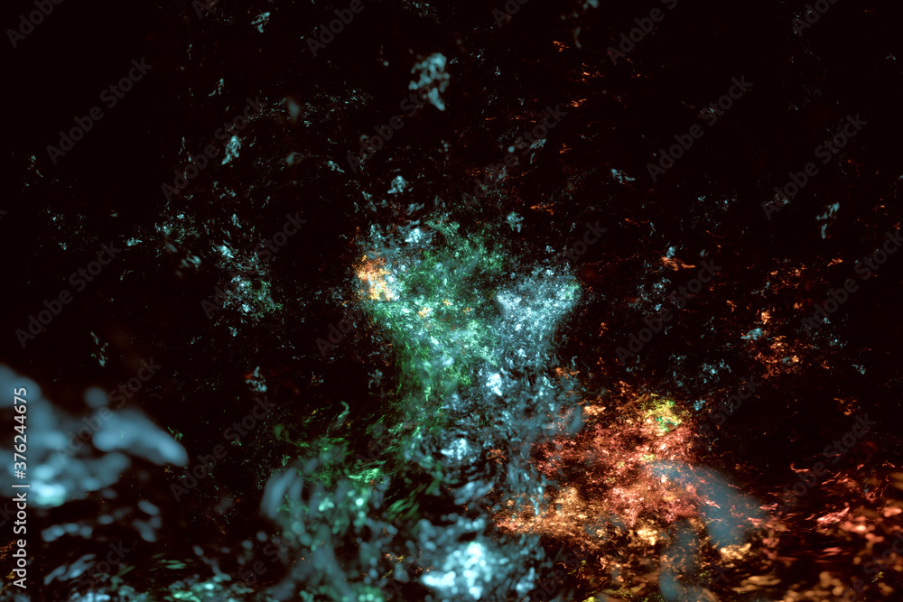 Fototapeta premium Abstract multi-colored blurred fractal on dark background