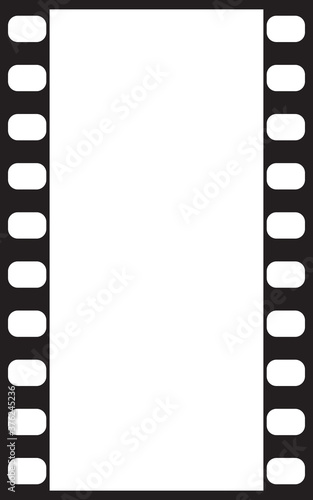 Film strip background. Vector illustration of single blank film frame with empty space for text or object inside. Vertical orientation.