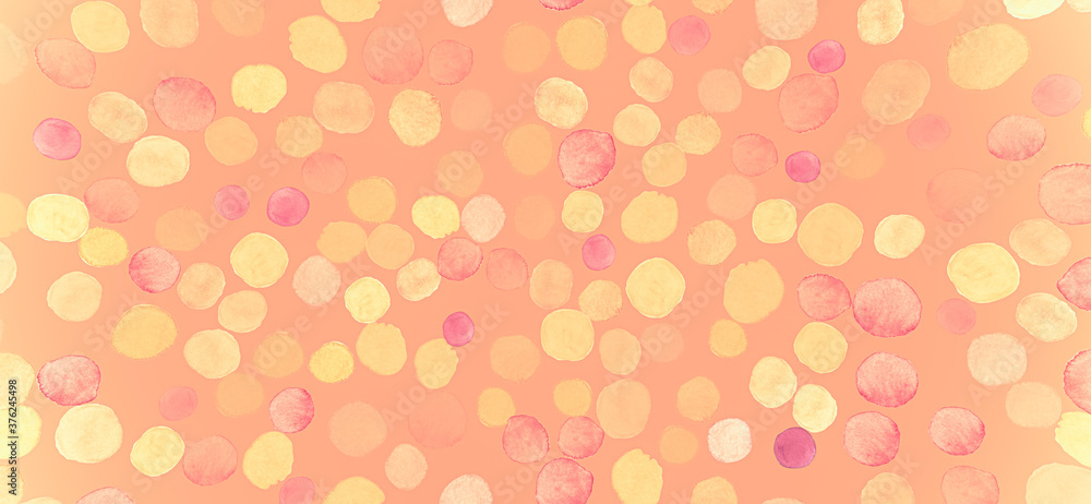 Yellow Exotic Autumn Template. Watercolor Garden Yellow Exotic Autumn Template. Watercolor Garden