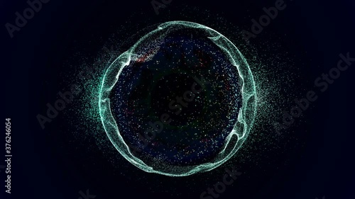 Animated abstract sphere, energy wave