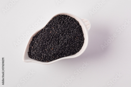Black sesame in white ceramic cup