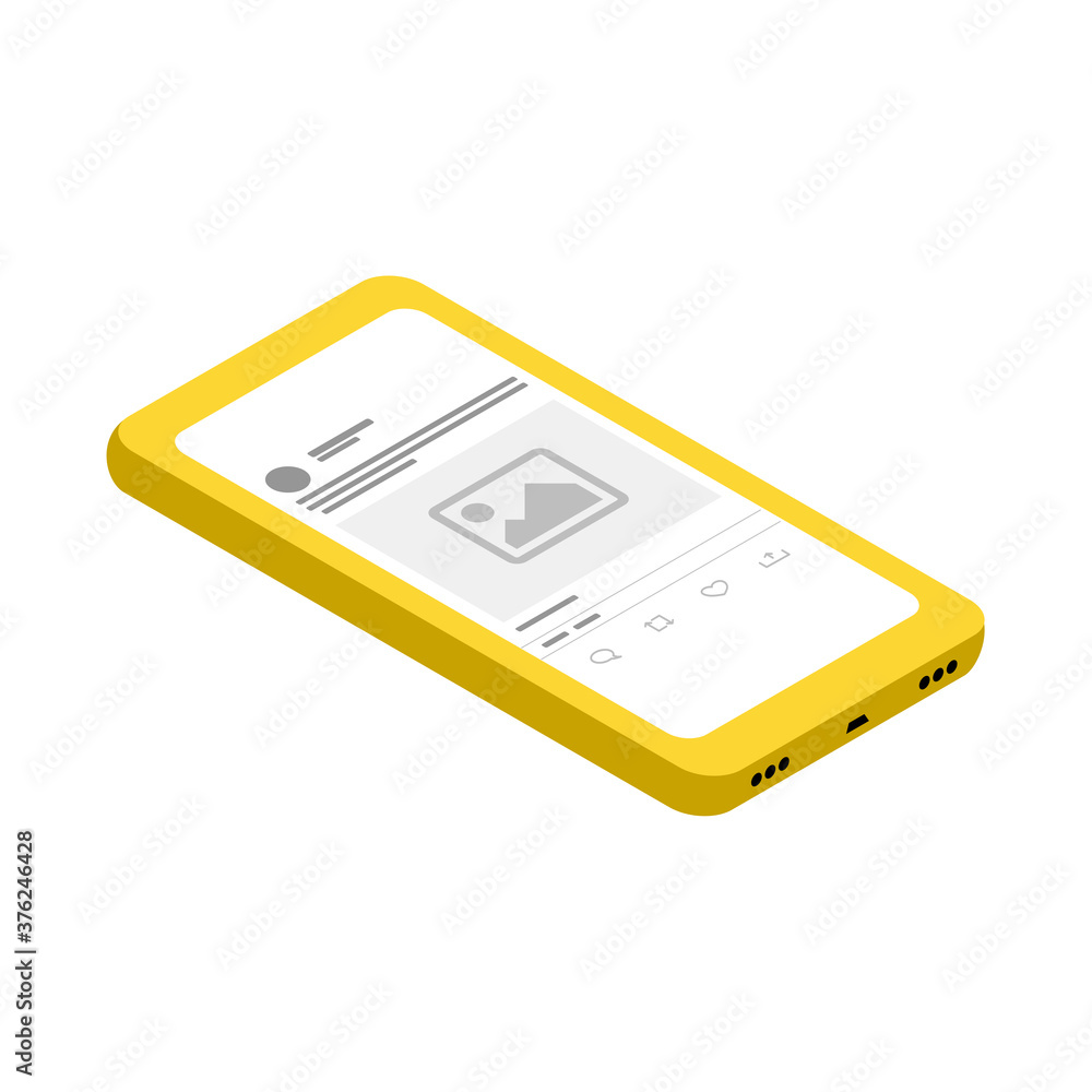 Illustration of a smartphone opening a social media Illustration of a smartphone opening a social media