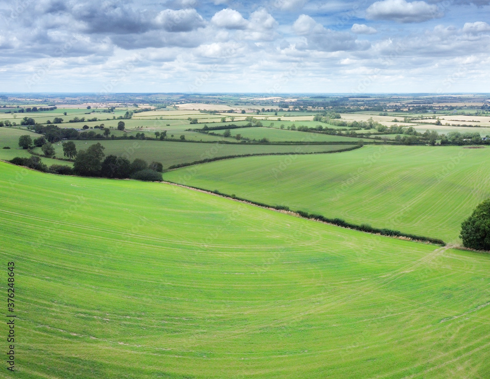 aerial view of farmland in the uk