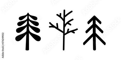 Doodle tree set icon isolated on white. Sketch nature. Vector stock ilustration. EPS 10
