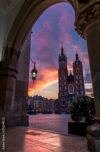 Beautiful sunrise in Cracow, Poland
