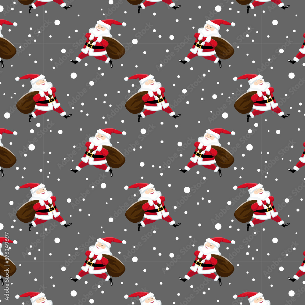 Seamless pattern. Santa Claus on a on gray background. Seamless pattern. Santa Claus on a on gray background.