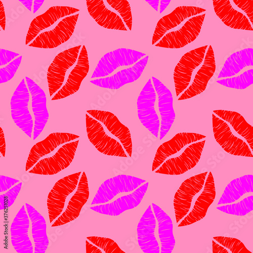 seamless pattern  silhouettes of red lips  ornament for wallpaper and fabric  scrapbooking paper  romantic background
