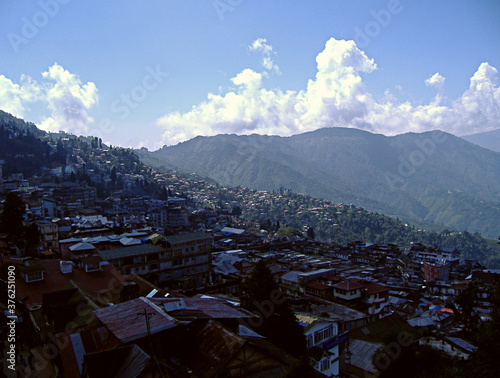 View from the top of the mountains at Darjeeling, West Bengal, India. 