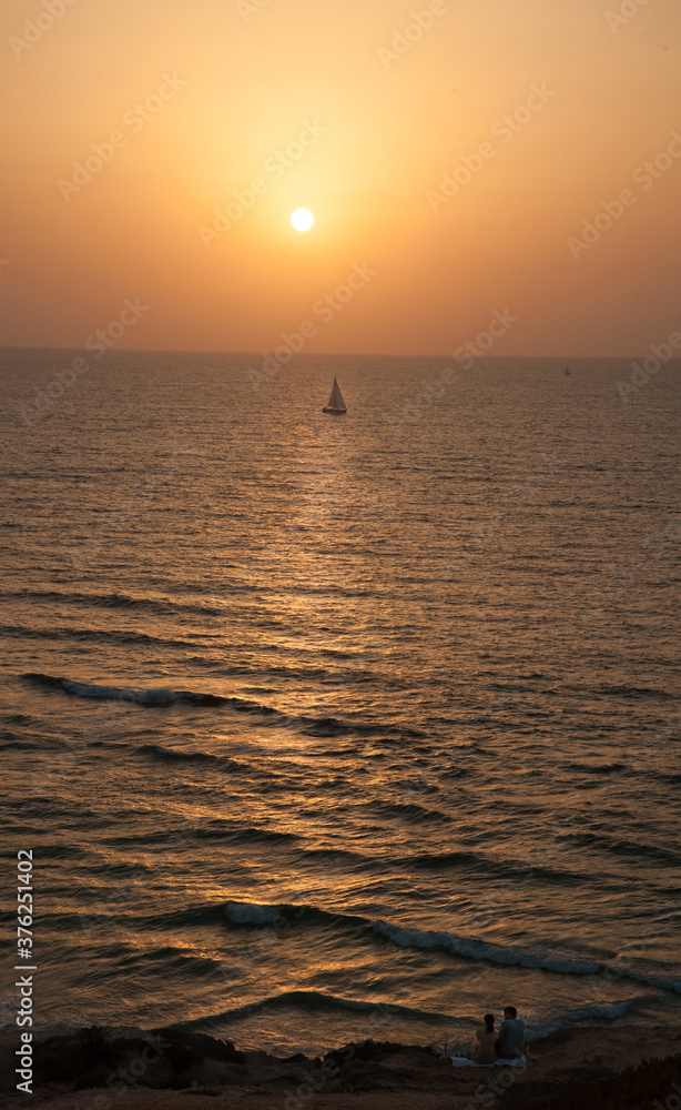 Sunset. Mediterranean Sea. Israel.   