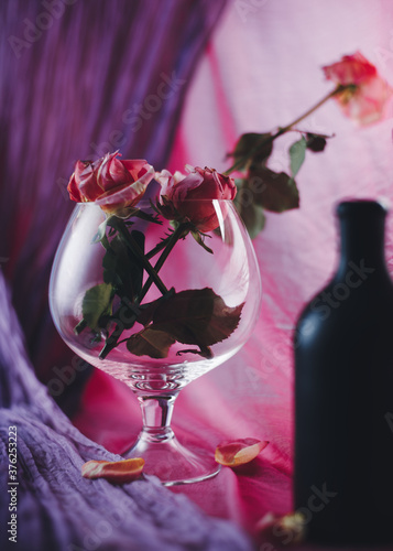 red wine and rose