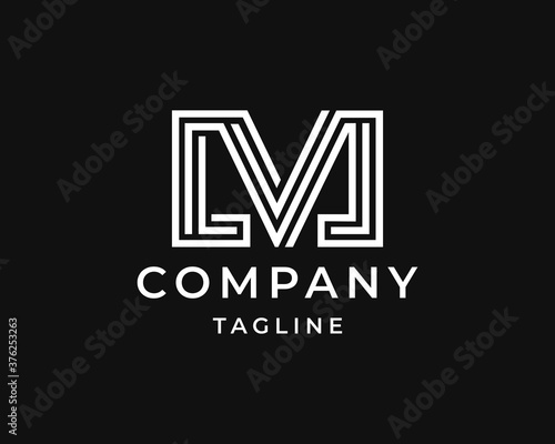 Initial M line art logo design
