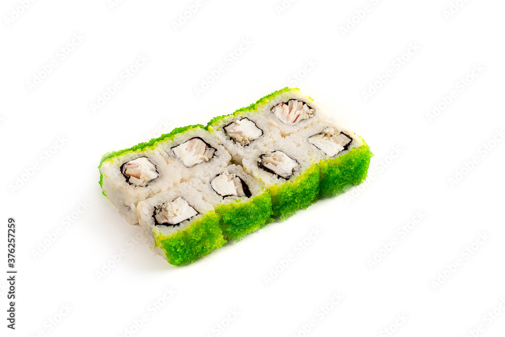 photo of sushi rolls on a white background photo of sushi rolls on a white background