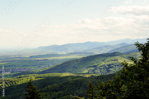 Beautiful forested mountain ranges of the Vosges Mountains in the East of France. © ThePhotoFab