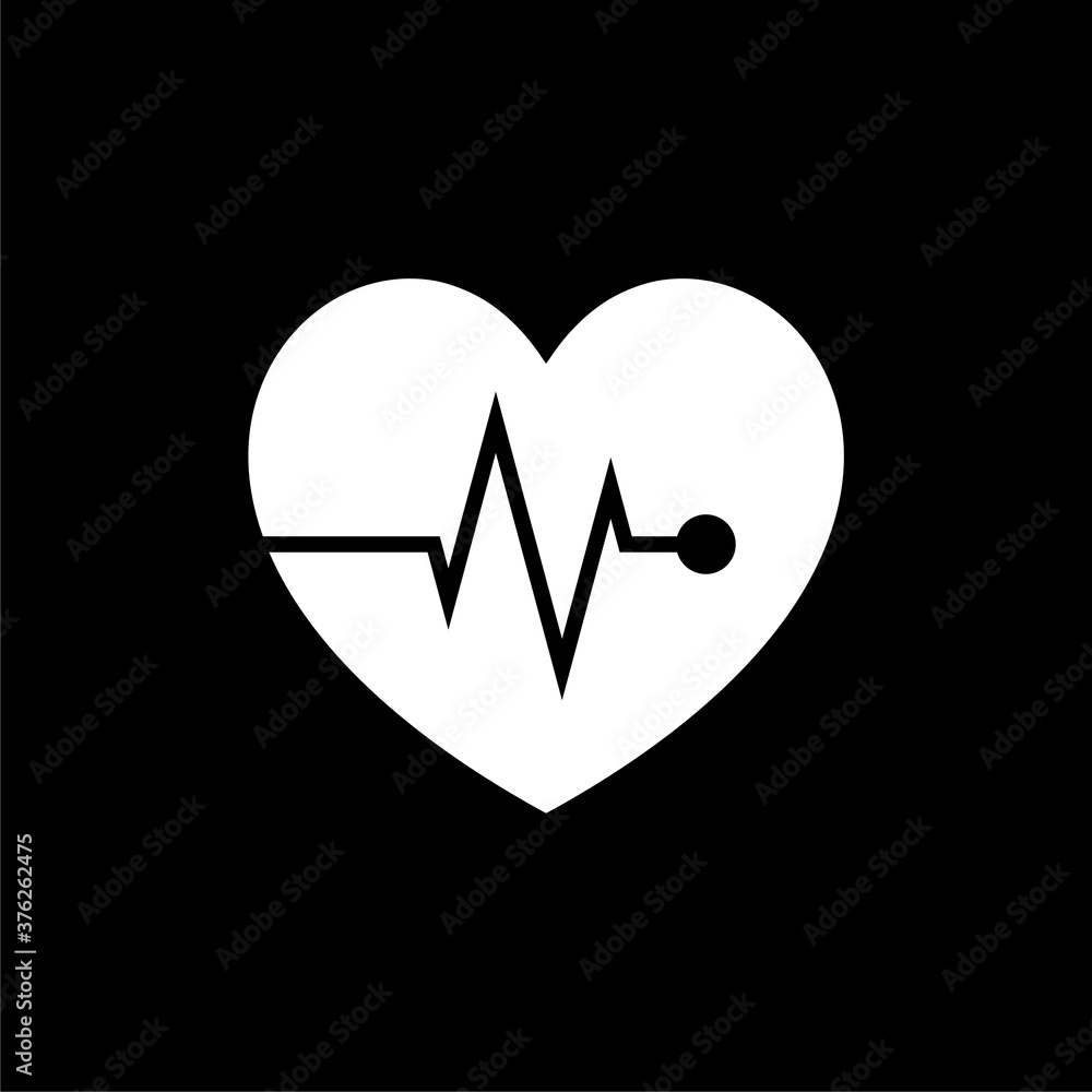 Heart rate icon isolated on dark background Heart rate icon isolated on dark background