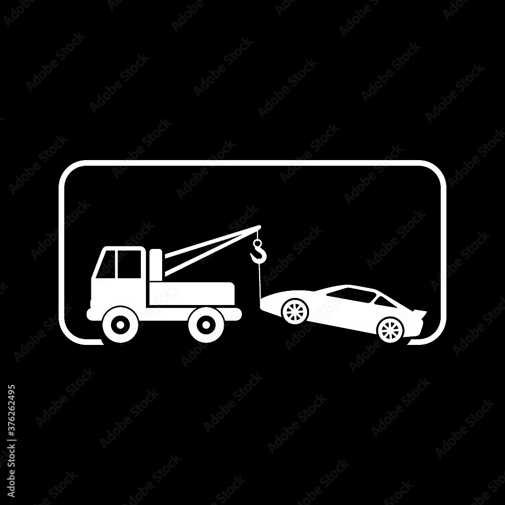 Tow truck icon sign isolated on dark background