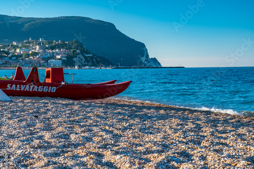Lifeguard equipment in the beach of Numana, Ancona photo
