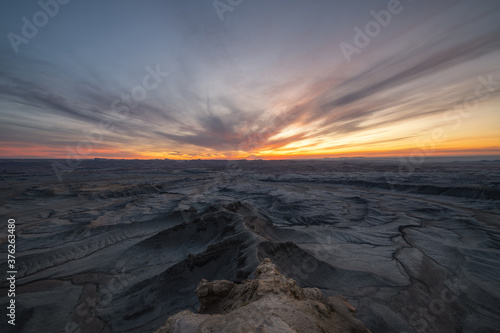 Colorful sunrise from Moonscape Overlook in Utah