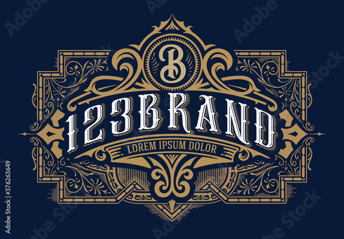 Logo template elegant with ornament lines. Sign for Restaurant or other business