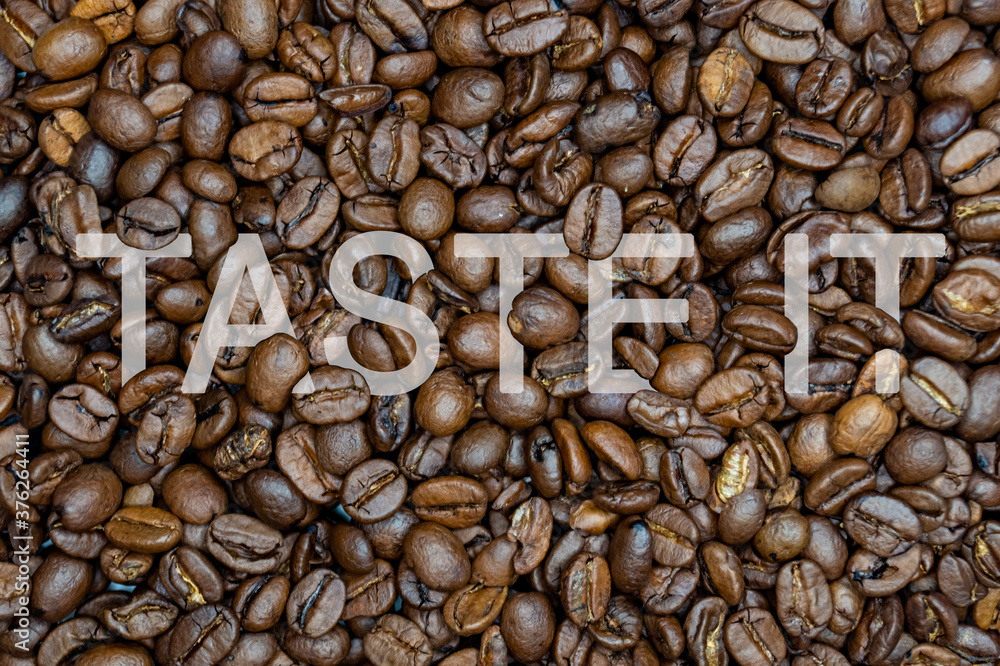 inscription coffee on the background of coffee beans inscription coffee on the background of coffee beans