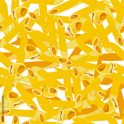 Seamless pattern of different shapes of paste on a white background. Vector drawing.